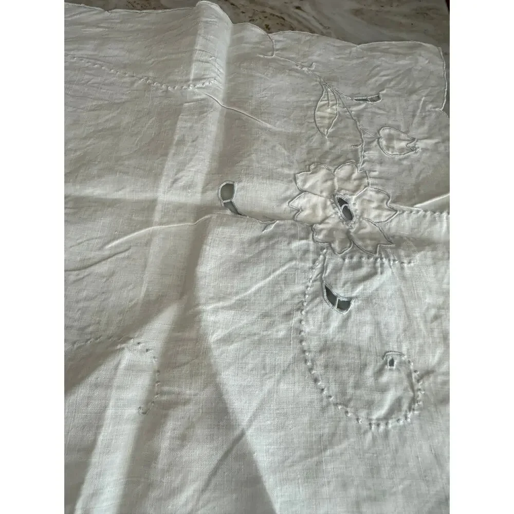 Vintage White & Blue Embroidered Linen Bundle